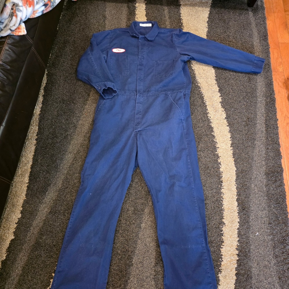 Todd Blue Mechanic Coveralls Jumpsuit 48R Snap Front Mike Myers Costume Uniform